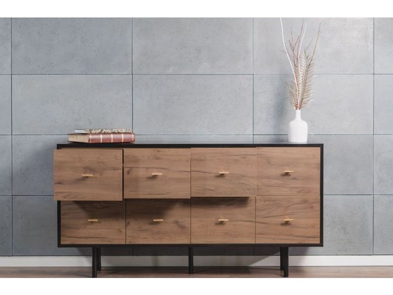 Komoda MAUD czarna/dąb zdjęcie 1