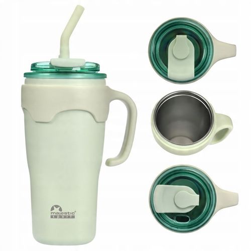 Kubek Termiczny Ze Słomką Majestic Sport Jelly 650 ml Zielony na Arena.pl