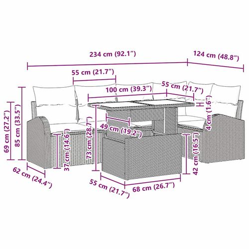 Zestaw Sof na Ogród 6 pcs Brązowy i kremowy 100 x 55 x 73 cm na Arena.pl