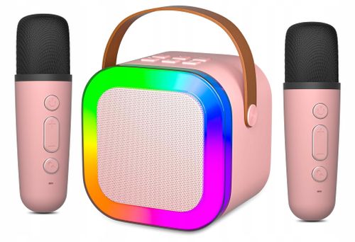 Głośnik przenośny funkcja KARAOKE dwa MIKROFONY BLUETOOTH światła RGB HiFi na Arena.pl