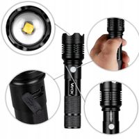 MOCNA LATARKA TAKTYCZA LED AKUMULATOROWA WODOODPORNA USB-C ZOOM