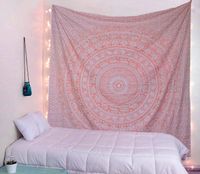 Raajsee Gobelin Ścienny z Mandalą, Różowy, Bawełniany, 208x232cm