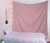 Raajsee Gobelin Ścienny z Mandalą, Różowy, Bawełniany, 208x232cm