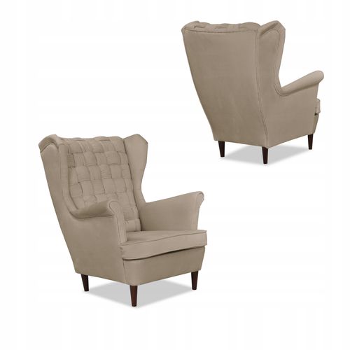 Zestaw wypoczynkowy Carol sofa fotele paski Family Meble beżowy na Arena.pl