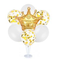 Zestaw balonów na stojaku złota korona
