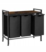 Kosz na pranie z półką trzykomorowy INDUSTRIALNY LOFT kółka 76x92,5x33 W012