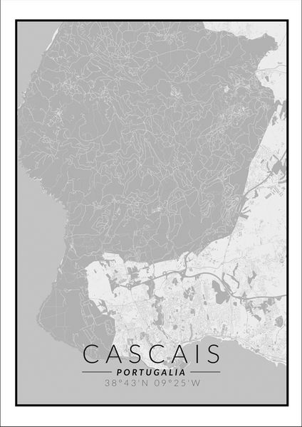 Cascais mapa czarno biała - plakat 40x50 cm zdjęcie 1