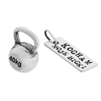Fit Kolekcja - Srebrne zawieszki na łańcuszek KETTLEBELL 001 / KOCHAM MOJE...