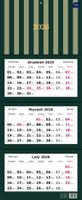 KALENDARZ TRÓJDZIELNY 82,5x34 CM PASKI 2026 INTERDRUK