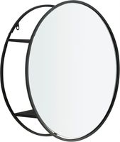 Lustro ścienne z półką LOFT ROUND OKRĄGŁE 45 cm DUŻE dekoracyjne CZARNE