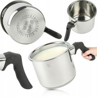 GARNEK STALOWY DO GOTOWANIA MLEKA BUDYNIU KASZY 1 L Z UCHWYTEM INDUKCJA GAZ