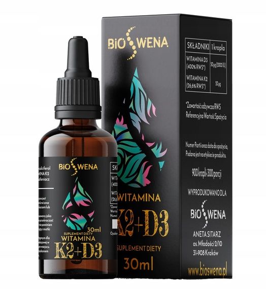 Witamina D3 k2 MK7 30ml w kroplach BIOSWENA jakość PREMIUM zdjęcie 1