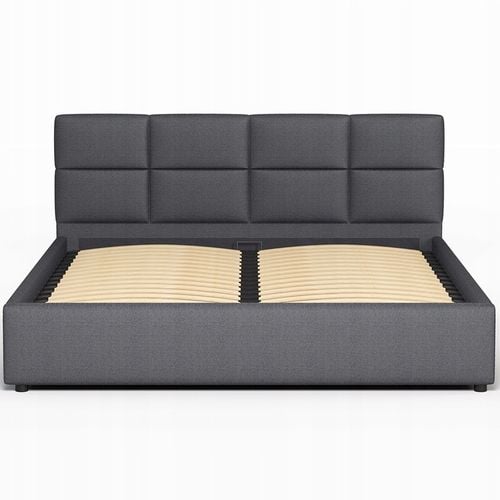 Łóżko tapicerowane 160×200 z pojemnikiem i zagłówkiem Mika szare na Arena.pl