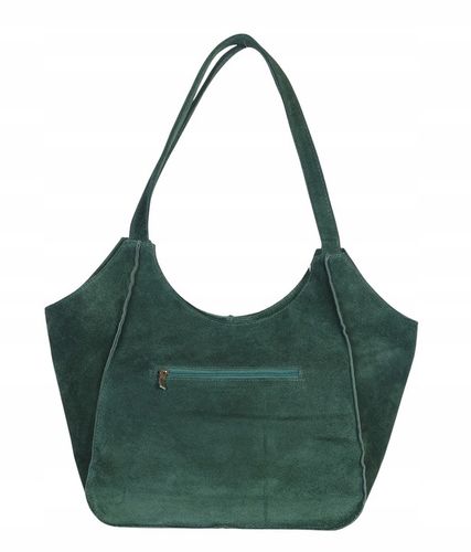 VERA PELLE Zamszowa TOREBKA duża SHOPPER BAG Praktyczne wnętrze Skóra Nat. na Arena.pl