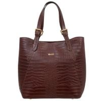 VEZZE torebka damska skórzana shopper kroko z długimi rączkami V704 brązowa