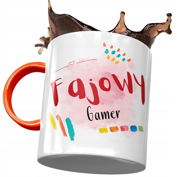 Kubek Pomarańczowy Dla Gamera Fajowy Gamer Z Nadrukiem Ze Zdjęciem zdjęcie 1