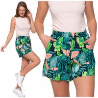 Damskie Szorty Wzór Gumka w Pasie Wiskoza Klasyczne Przewiewne MORAJ 3XL