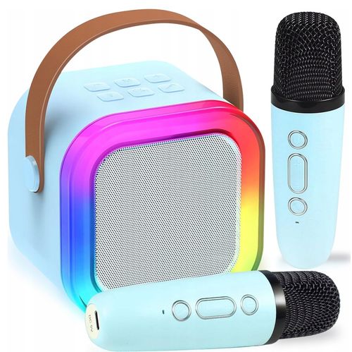 ZESTAW KARAOKE GŁOŚNIK BEZPRZEWODOWY DWA MIKROFONY BT KOLORY PRZENOŚNY RGB na Arena.pl