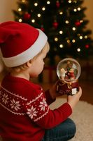 Szklana Kula śnieżna Miś choinka pozytywka 13cm figurka świąteczna