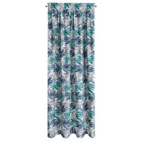Zasłona Elina 140X270 biało‑turkusowo‑granatowy liście taśma