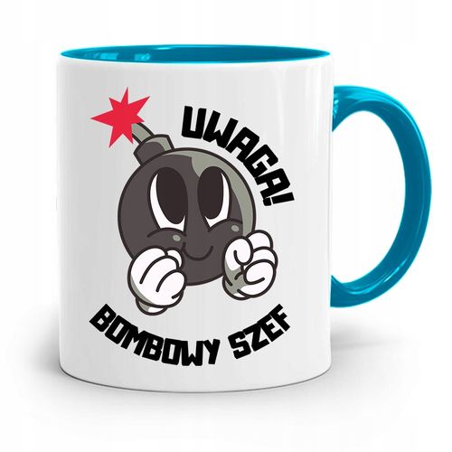 Kubek Błękitny Dla Szefa Szefowa Bombowy Prezent Z Nadrukiem Ze Zdjęciem na Arena.pl