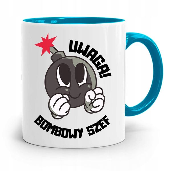 Kubek Błękitny Dla Szefa Szefowa Bombowy Prezent Z Nadrukiem Ze Zdjęciem zdjęcie 1