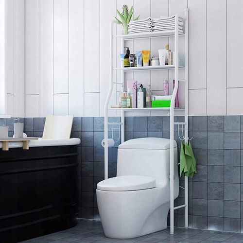 REGAŁ Łazienkowy 3 Półki Wolnostojący STOJAK nad WC TOALETĘ BIAŁY na Arena.pl