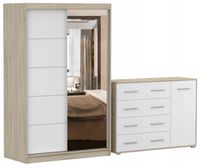 Zestaw NEOMI 05 Szafa 120 Komoda FRIDA 02 135 półki SB PRODUCENT
