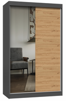 Nowoczesna Szafa Przesuwna z Lustrem 120 cm Antracyt IGNA TS - 2 Kolory