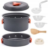 Zestaw turystyczny campingowy pod namiot komplet czajnik garnek patelnia