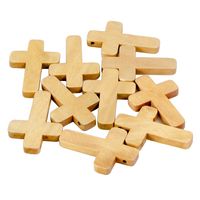 Drewniana zawieszka KRZYŻYK krzyż 23x33mm beż 10szt.
