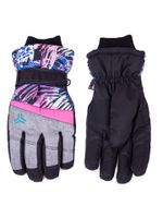 Rękawiczki narciarskie damskie różowo-niebieski wzór 18 YOCLUB