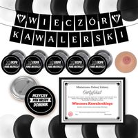 ZESTAW NA WIECZÓR KAWALERSKI CERTYFIKAT CYCEK ANTYSTRESOWY BALONY BANER Y2