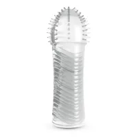 crushious ribbed sleeve transparent - elastyczna nakładka intymna 15,5 cm
