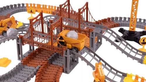 KOLEJKA TOR SAMOCHODOWY ELASTYCZNY 273 ELEMENTY AUTA DŹWIG DLA DZIECI na Arena.pl