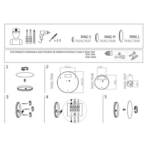 Biały kinkiet sypialniany Ring 7637 LED 7W 3000K metalowa lampa na Arena.pl