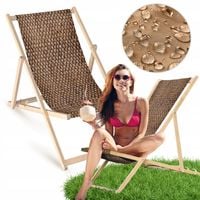 Leżak Drewniany Ogrodowy WIKLINA NADRUK Balkonowy Plażowy