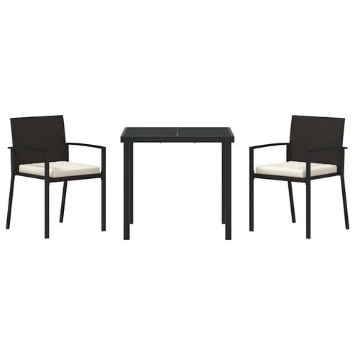 Zestaw do jadalni w ogrodzie 3 pcs Czarny Polirattan na Arena.pl