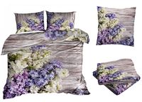 Pościel satyna bawełniana 200x220cm KWIAT BZU z prześcieradłem 3D