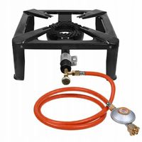 PALNIK GAZOWY TABORET ŻELIWNY KUCHENKA 40x40cm 8kW ZESTAW WĄŻ REDUKTOR