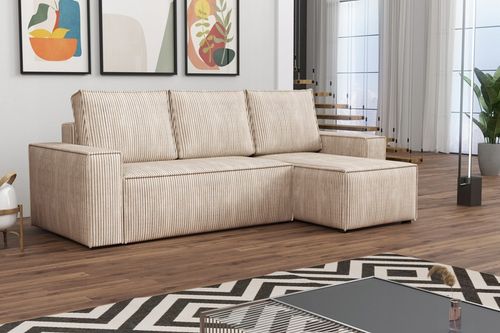 Narożnik Rozkładany BERGAMO Sztruks Rogówka z Funkcją Spania Pościel na Arena.pl