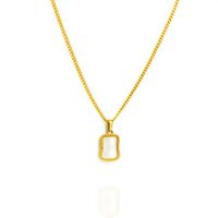 naszyjnik stal szlachetna pozłacana 14k złotem, biały wisiorek prostokąt