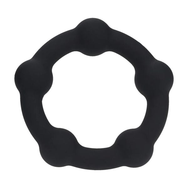 Beaded Silicone Cockring - S - 30Mm - Black zdjęcie 1