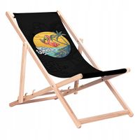 Leżak Drewniany Plażowy z Nadrukami Hello Summer Bukowe Leżaki KN127