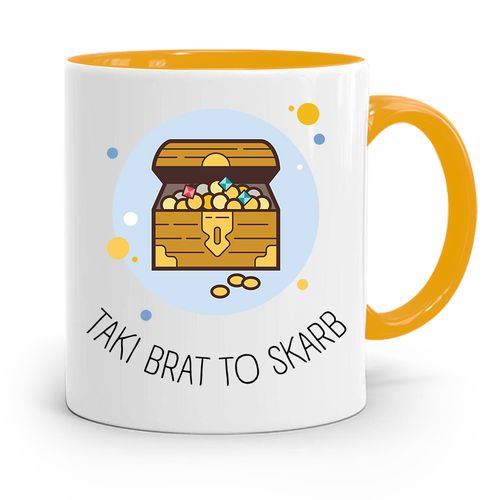 Kubek Żółty Prezent Dla Brata Taki Brat To Skarb Z Nadrukiem Ze Zdjęciem na Arena.pl