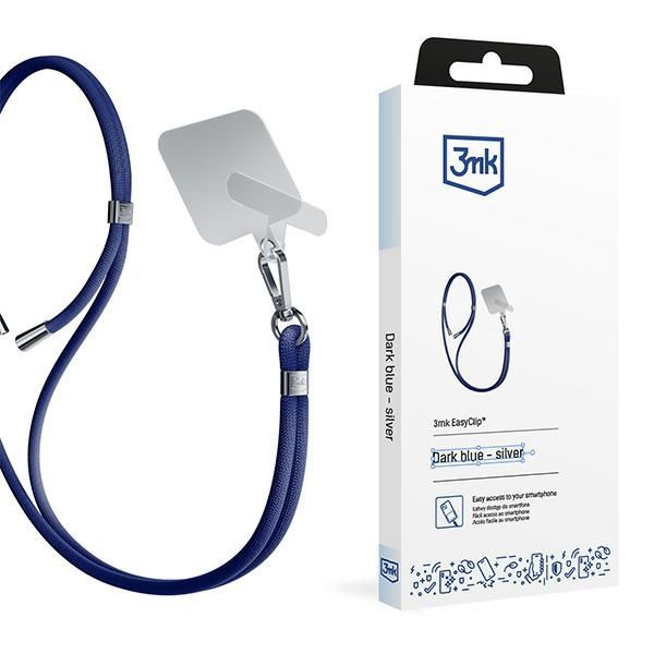 3MK EasyClip Dark Blue (silver) smycz do telefonu zdjęcie 1