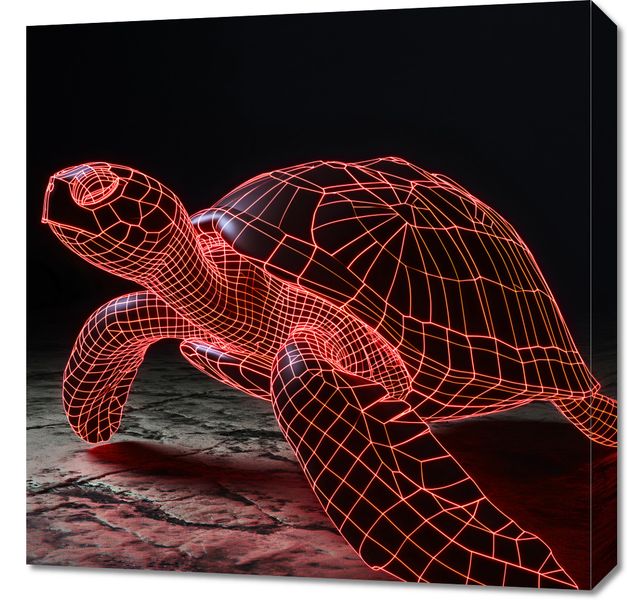 Obraz 60x60cm Neonowy Żółw zdjęcie 1