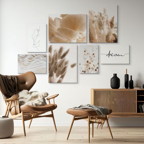 Zestaw Obrazów Do Salonu Trawa Pampasowa Styl BOHO 110cm x 80cm na Arena.pl