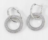 16 0064 Kolczyki Ringi Kółka cyrkonie wiszące srebrne S925