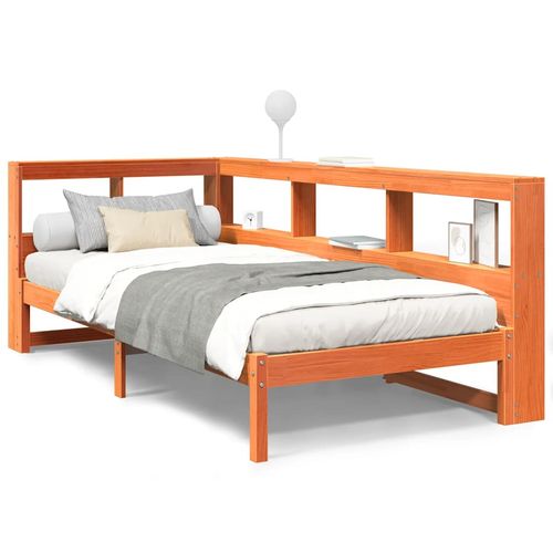 Łóżko z regałem, bez materaca, woskowy brąz, 75x190 cm, sosnowe na Arena.pl